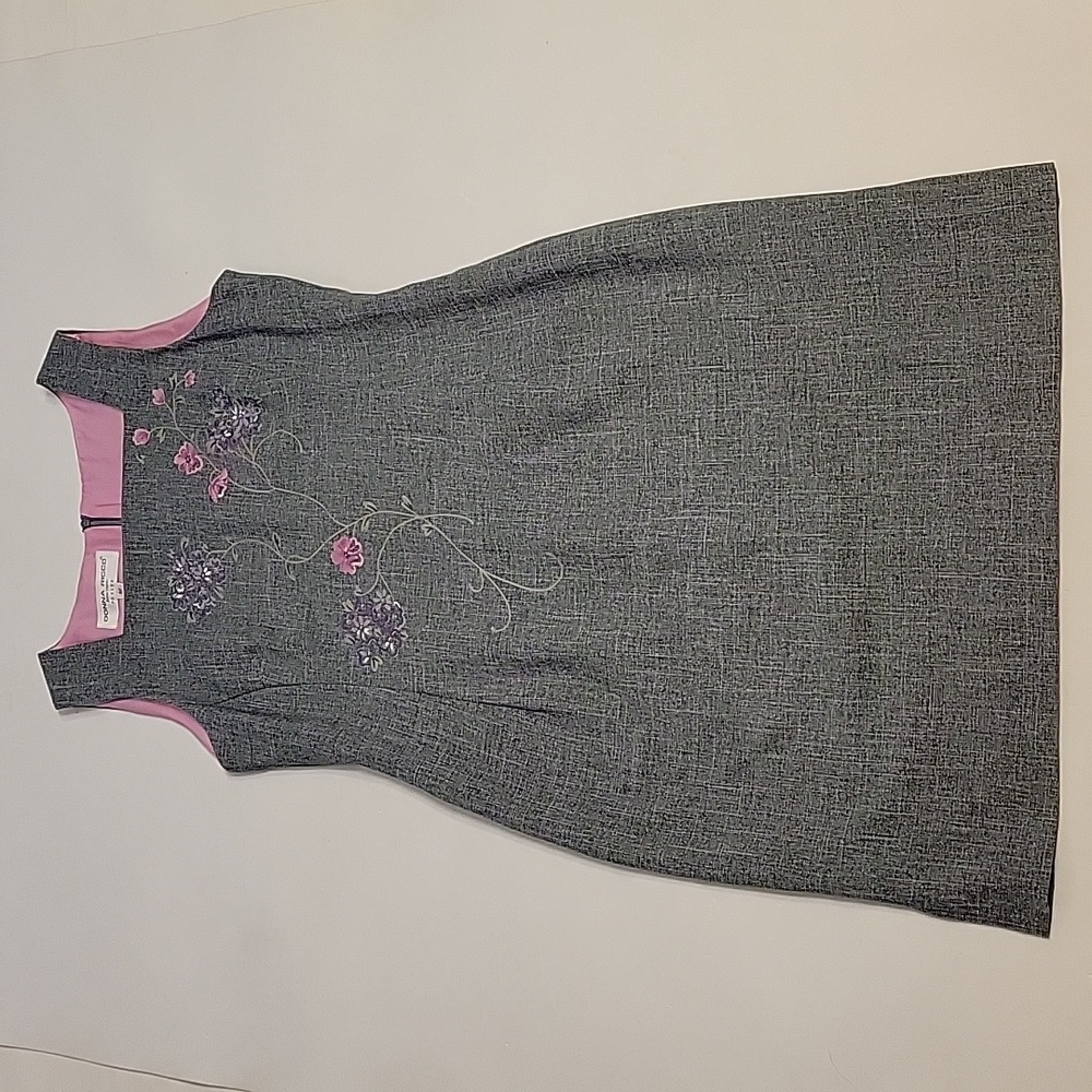 Vintage Donna Ricco New York Petite Size  8P Embroidered Dress Gray - Picture 16 of 16